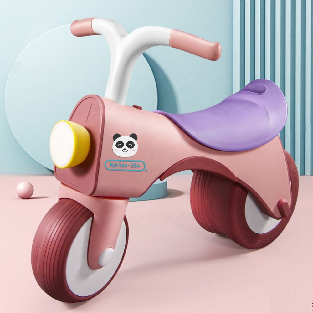 MyKids-USA® 5-in-1 Musical Balance Bike with Wide Wheels – No Pedals, Anti-Rollover Safety