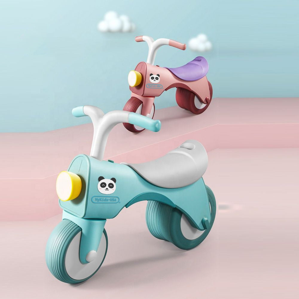 MyKids-USA® 5-in-1 Musical Balance Bike with Wide Wheels – No Pedals, Anti-Rollover Safety