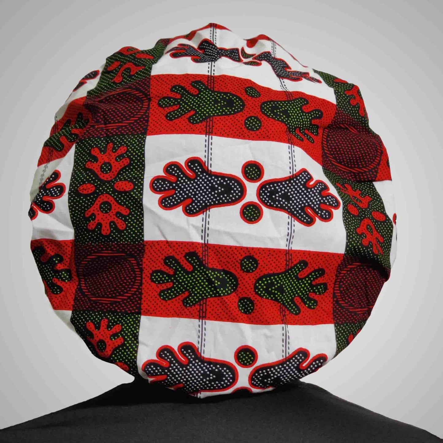 Kente Bonnet & Face Mask(Red/White)