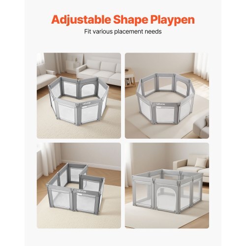 Baby Playpen, 47.2 x 47.2 Foldable Toddlers Playpen, Indoor/Outdoor Baby Fence Play Yard with Zippered Door & Soft Breathable Mesh, No-Gap Toddlers Activity Center for 6 -24 Months Babies