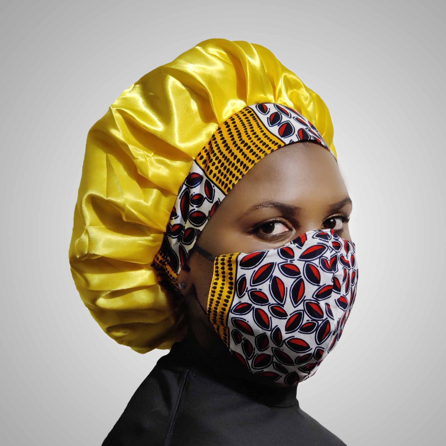 Kente Bonnet & Face Mask (Yellow)
