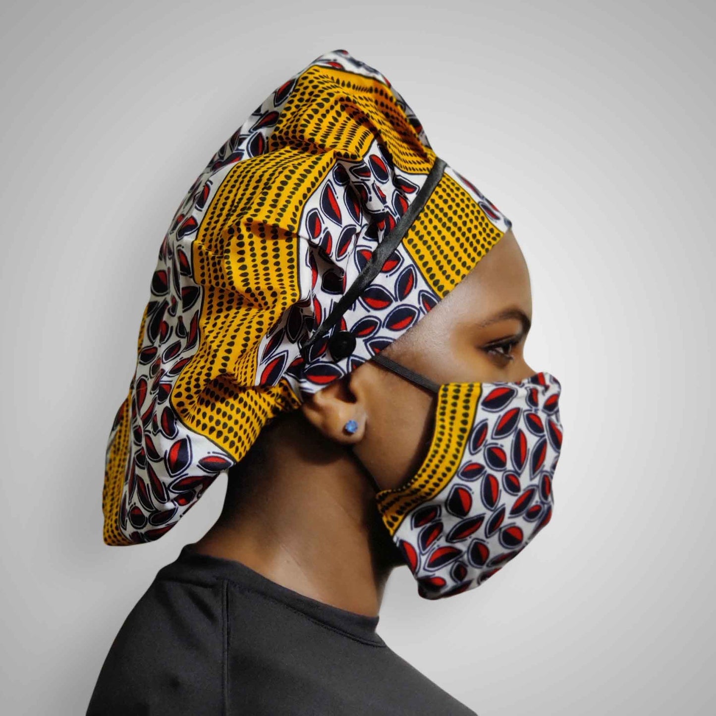 Kente Bonnet & Face Mask (Yellow)