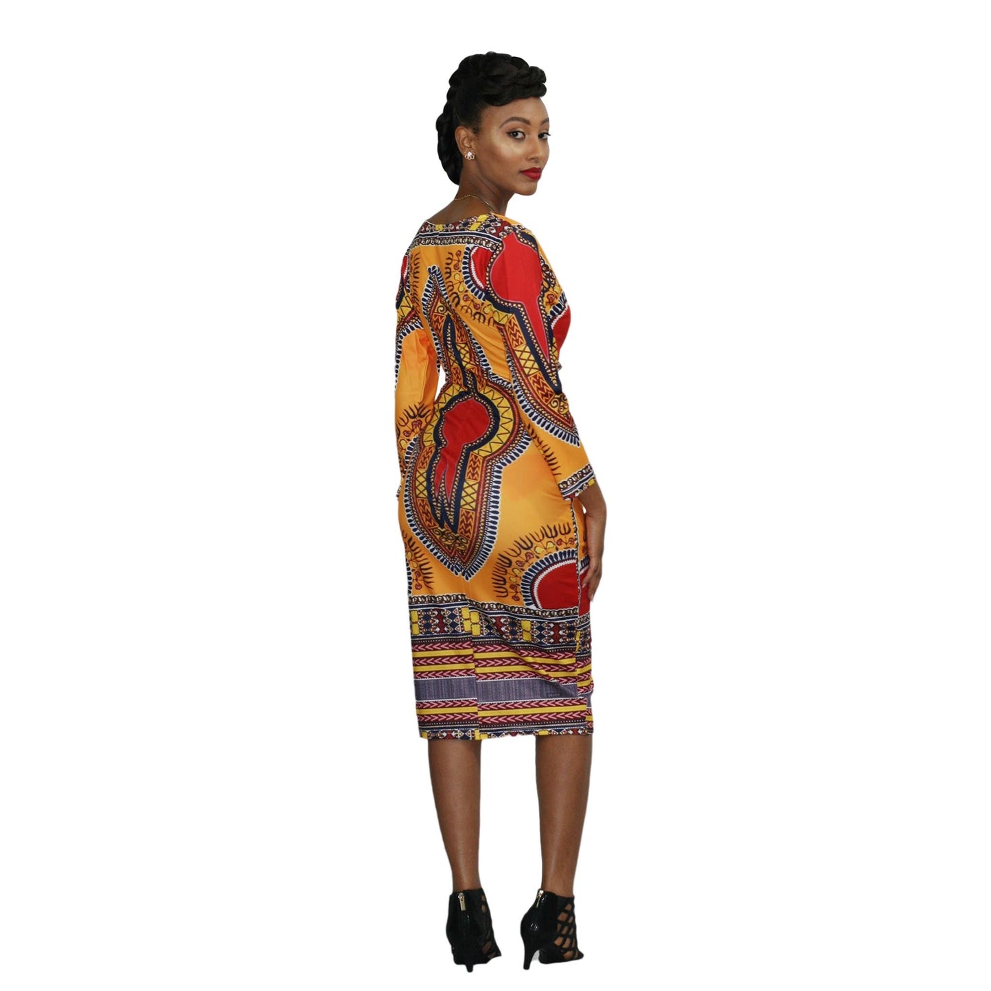 African Print Dashiki Midi Dress