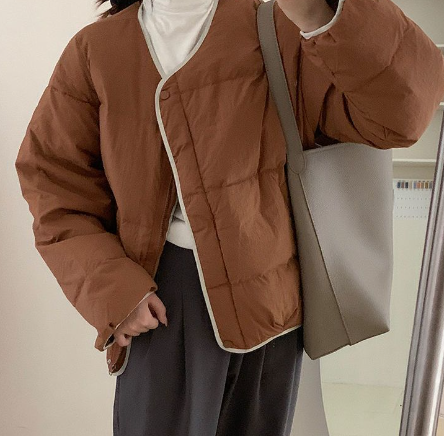 Women's Thickened Oversized Cotton Jacket in Dusty Pink