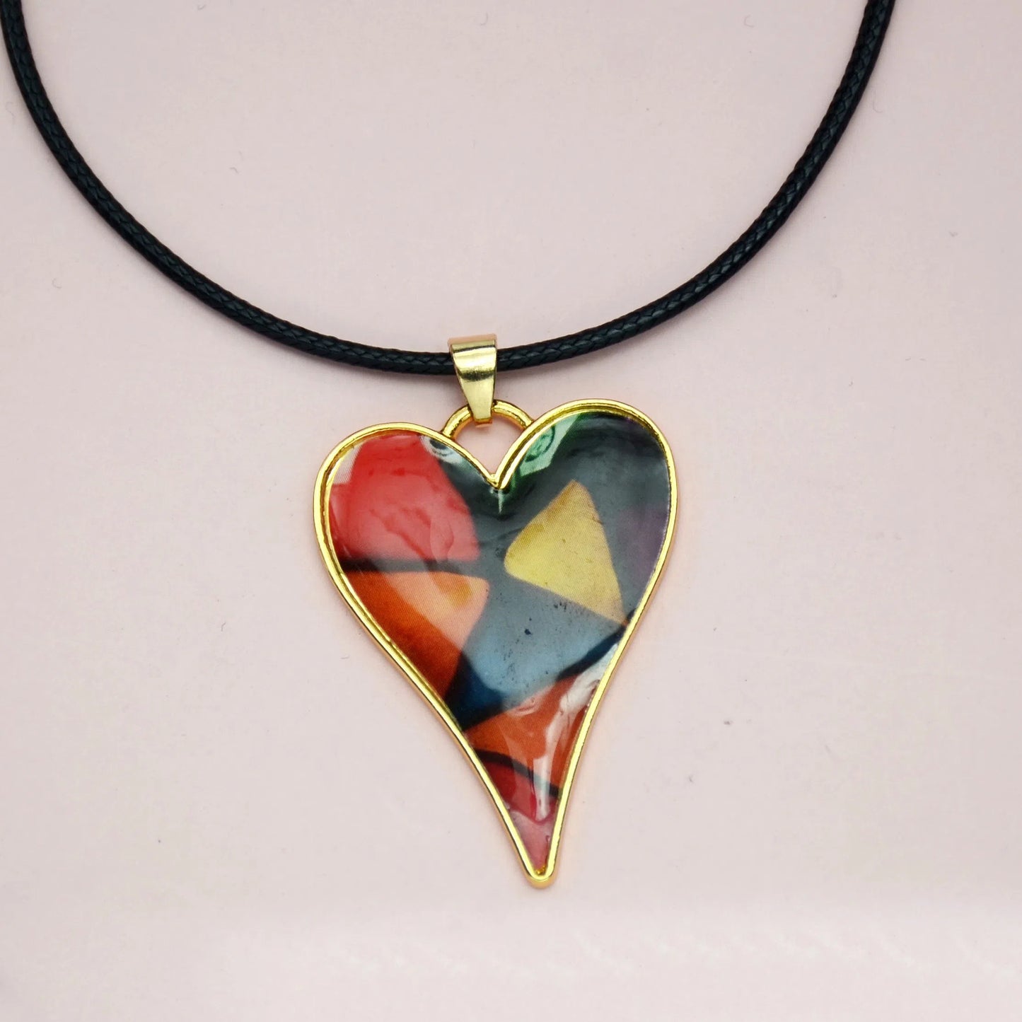 Colored Loving Heart Gold Pendant Necklace
