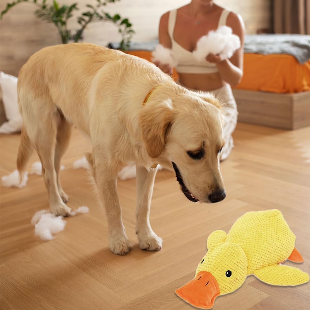 Best Pet Supplies Interactive Squeaky Dog Toy - Crinkle Duck, Yellow  Stuffing-Free Or Stuffed Body, Soft, Squeaks & Crinkles, No Mess, Perfect For Moderate Chewers, Toss And Fetch Play