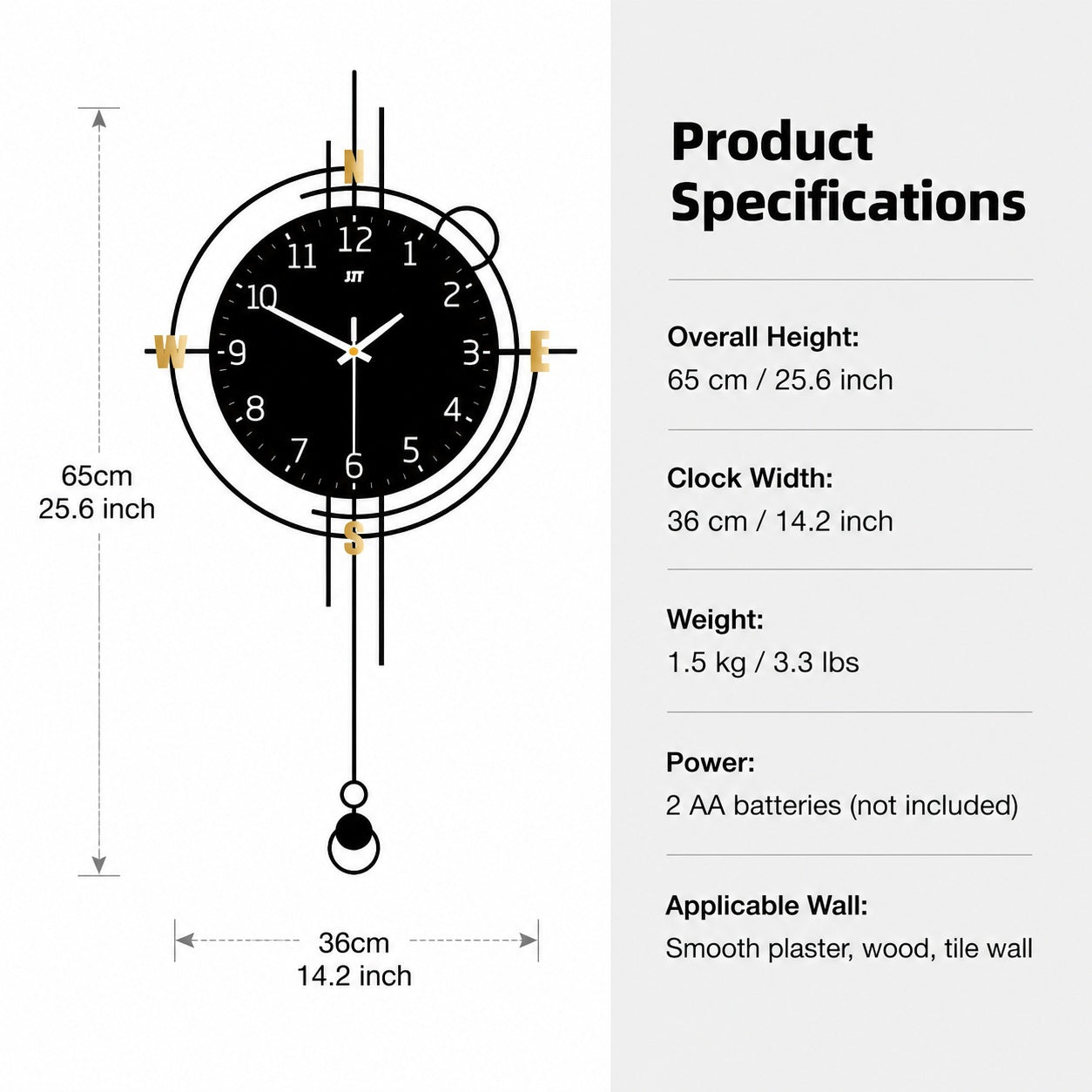 Modern Iron Wall Clock Metal Decorative Home Decor