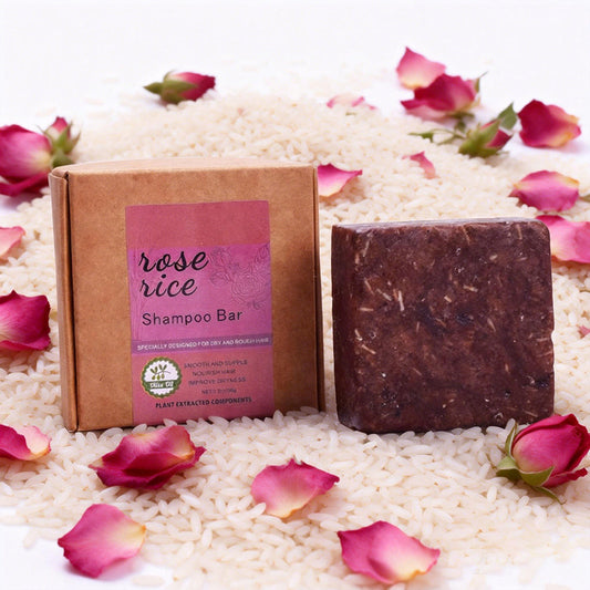 Square Rose Rice Shampoo Bar