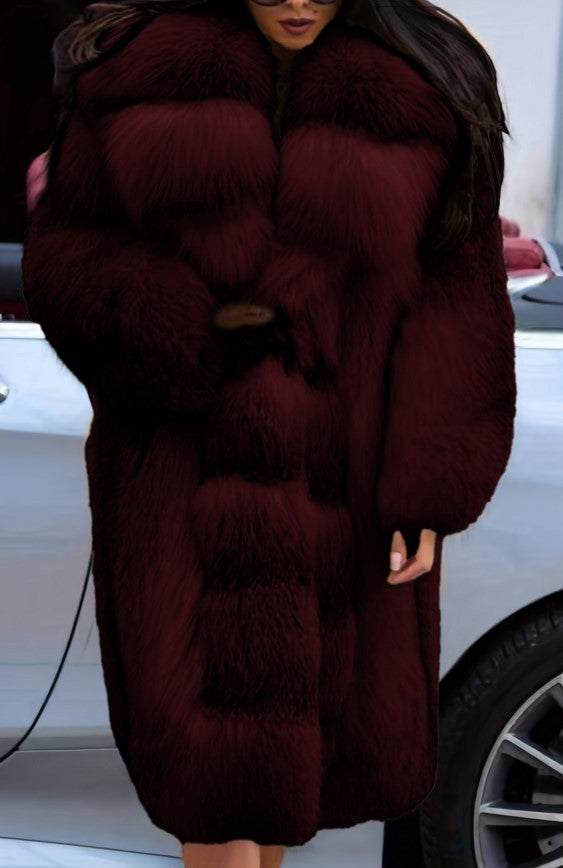 Women's Mid-length Warm Patchwork Faux Fur Coat