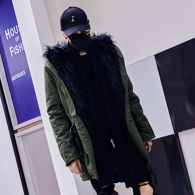 Hooded Cotton Jacket with Fur Collar for Trendy Style