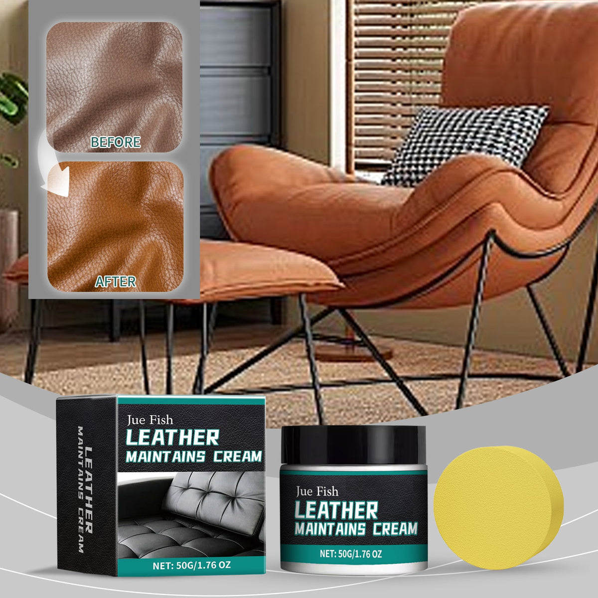 Leather Care Cream 50g Bottle-1 Sponge1box