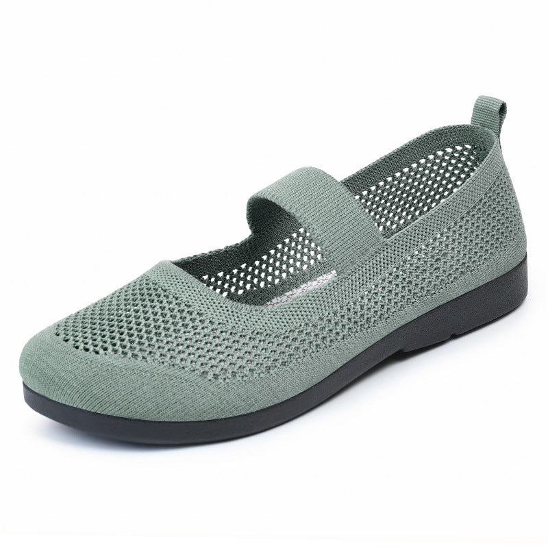 Breathable Woven Women's Casual Shoes - Lightweight Hollow Out Summer Mom Shoes with Soft PVC Sole (Black/Gray/Cyan/Apricot, Sizes 35-41)