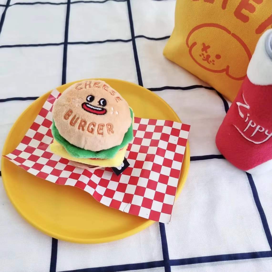 Hamburger Toy Pet Sniffing Soothing Sound Paper Decompression