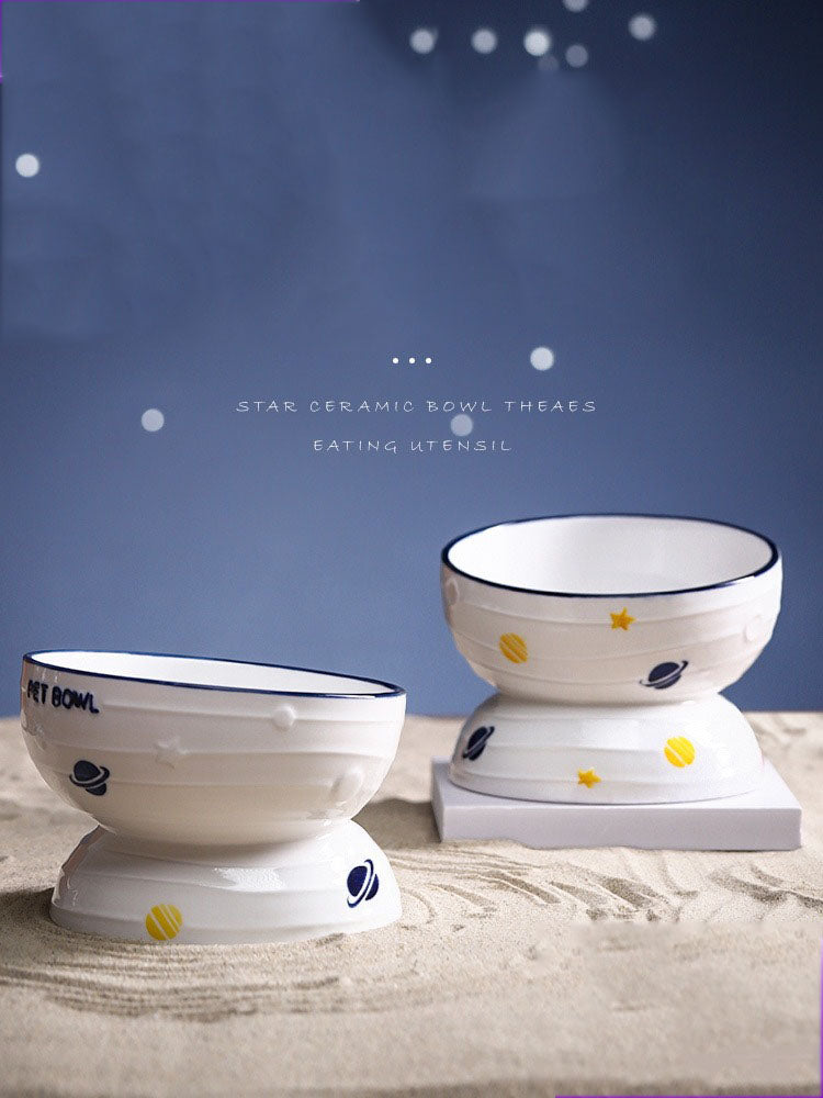 Ceramic Slanted Tall Cat Food Bowl