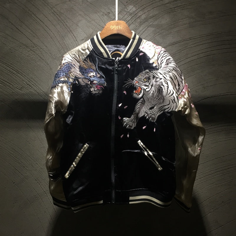 Men's Double-Sided Embroidered Jacket with Four Gods