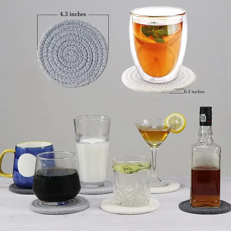 Handmade Braided Fabric Drink Coaster - Super Absorbent