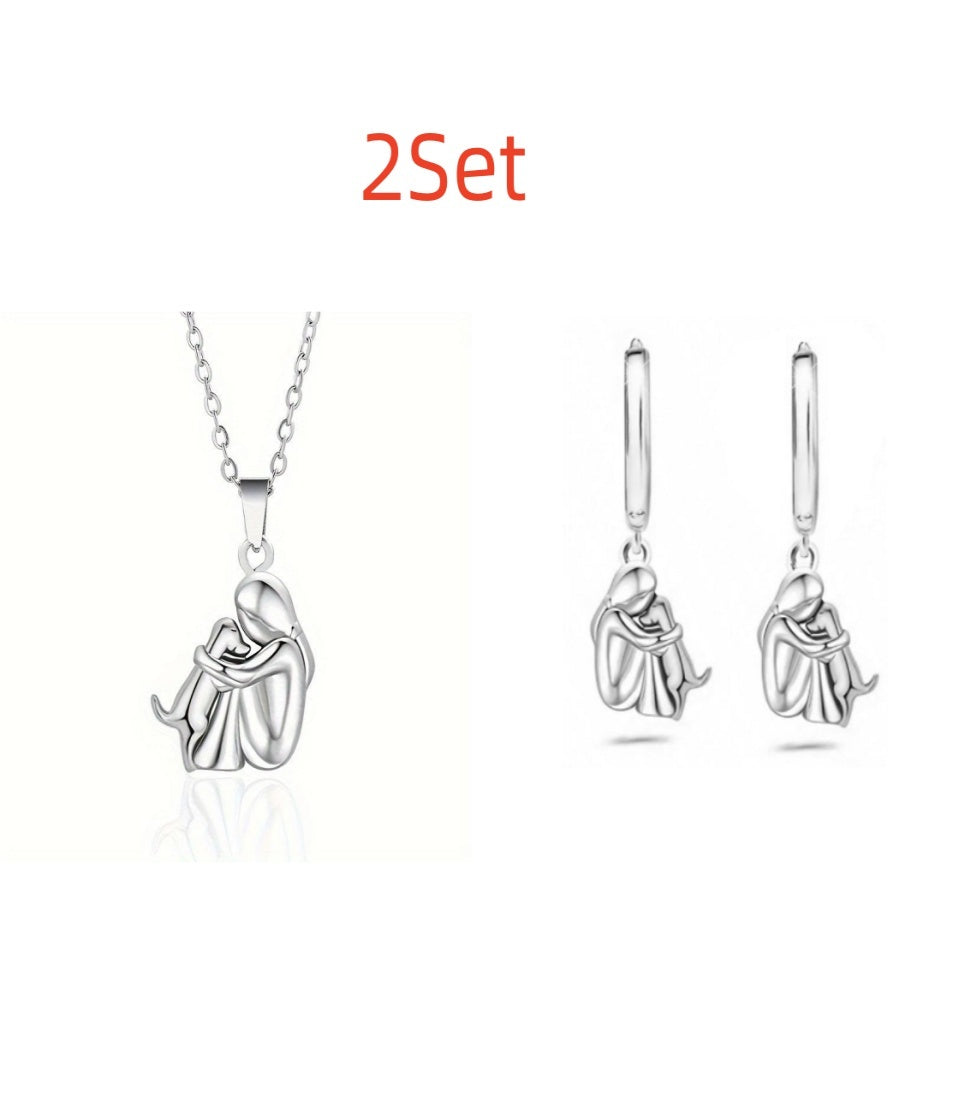 Fashion Little Girl And Dog Hug Necklace