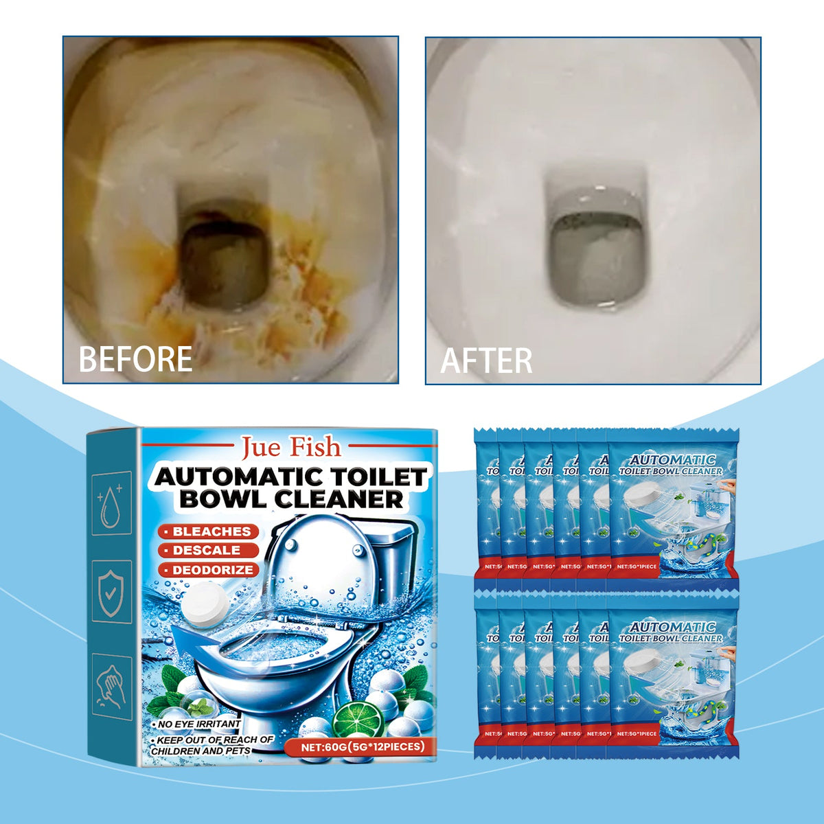 Automatic Toilet Cleaning Effervescent Tablets -boxed- 60g-1box