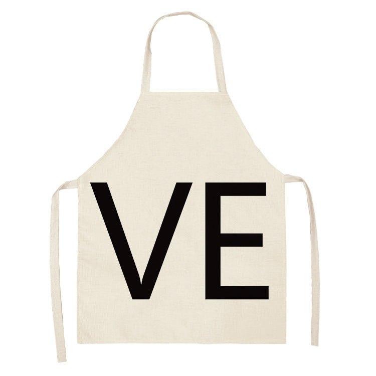 Letter Linen Apron Kitchen Stain-resistant Sleeveless Coverall