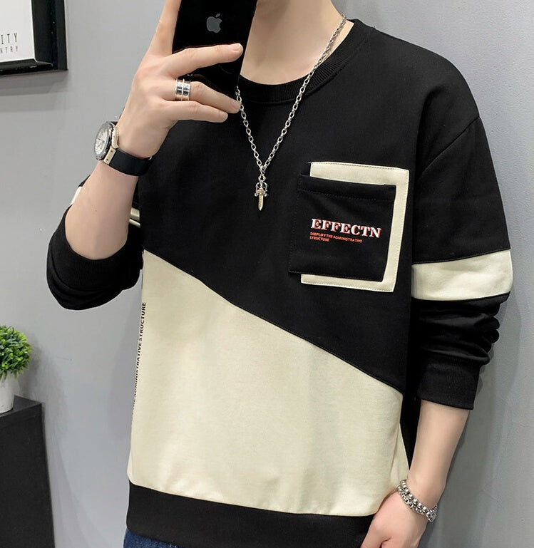 Fleeced Hoodie Pullover For Men With Round Collar
