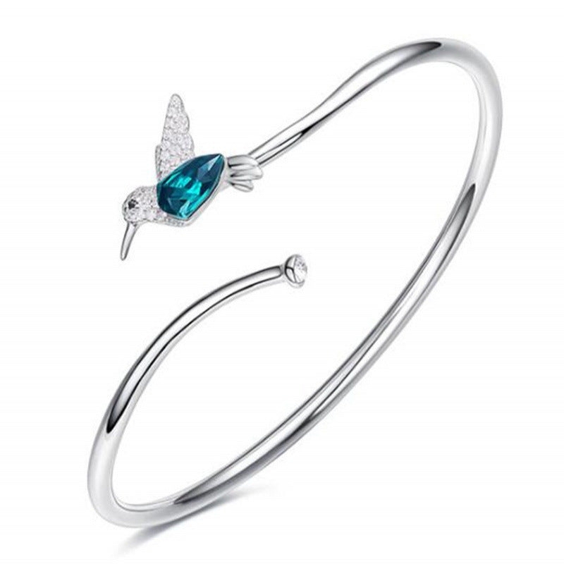 Hummingbird Jewelry Set Silver Plated Chain Necklace Stud