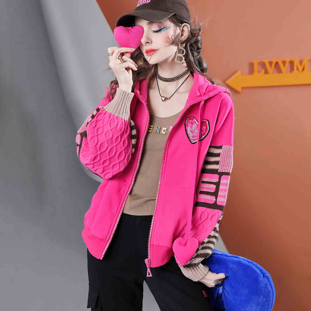 Women's Hooded Knitted Top Baggy Coat