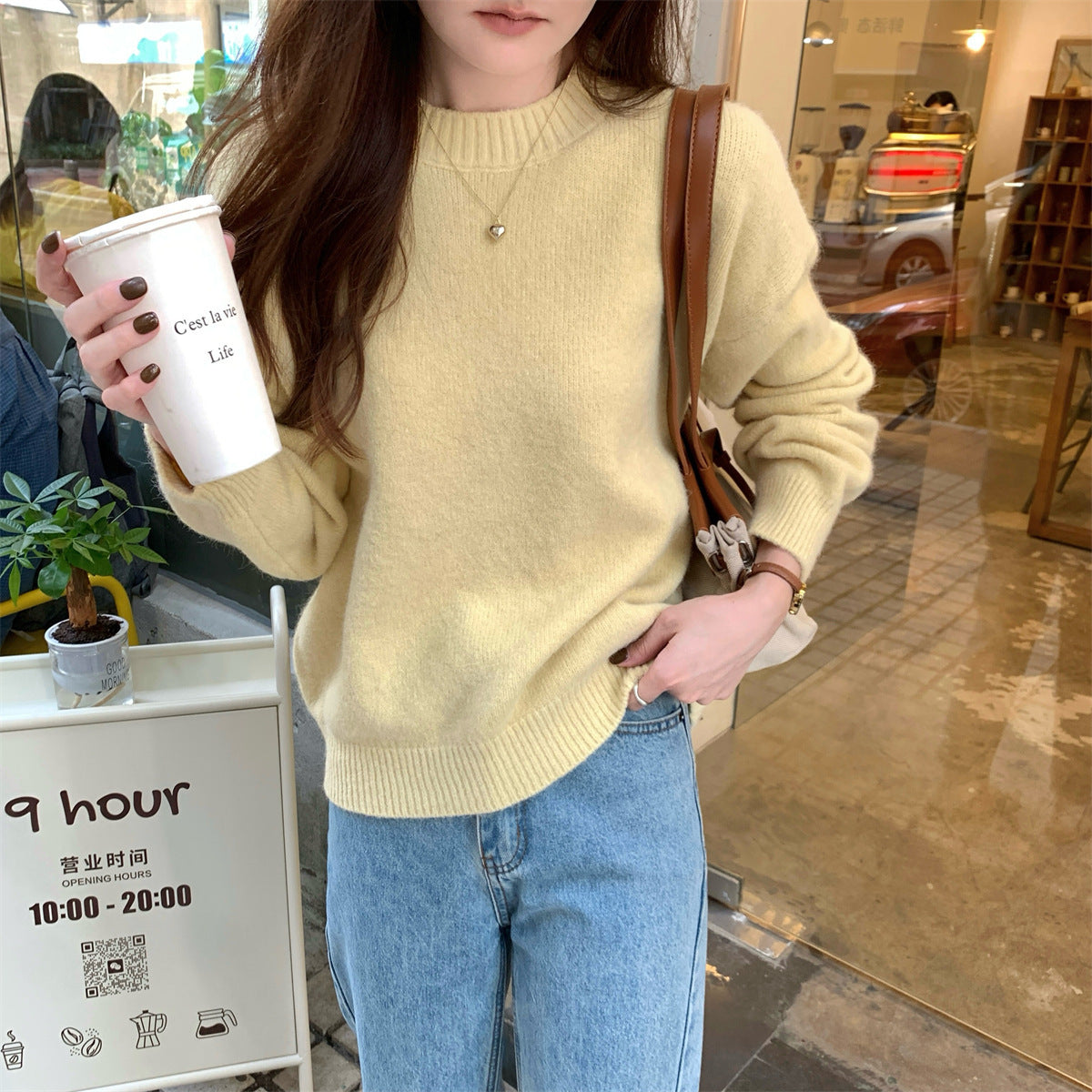 Korean Style Soft Glutinous Loose Candy Color Sweater