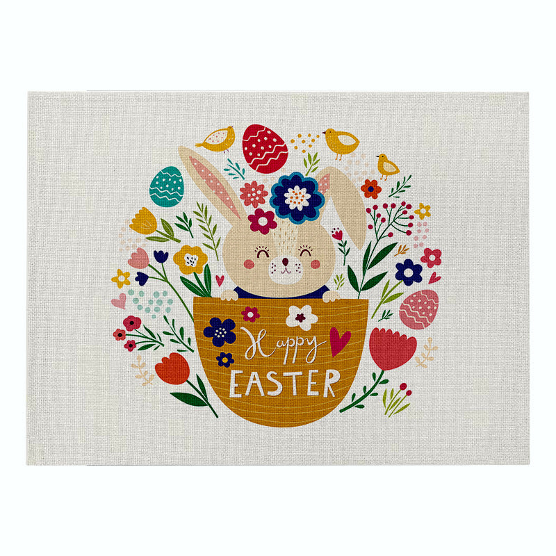 Home Cartoon Rabbit Kitchen Insulation Coaster Anti-scalding Cotton And Linen Western Placemat