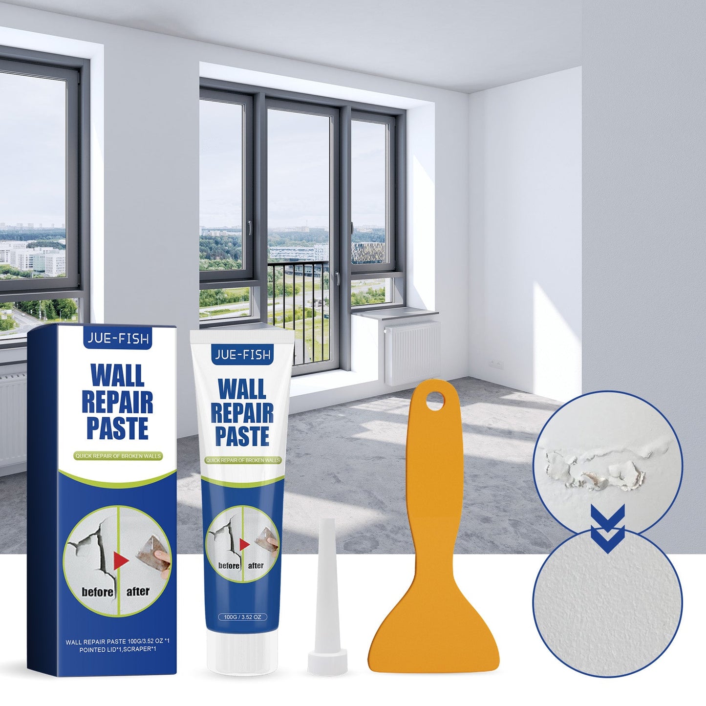 Wall Repair Paste 1 0 0g Bottle-1 Scraper-1 Needle Tip1box