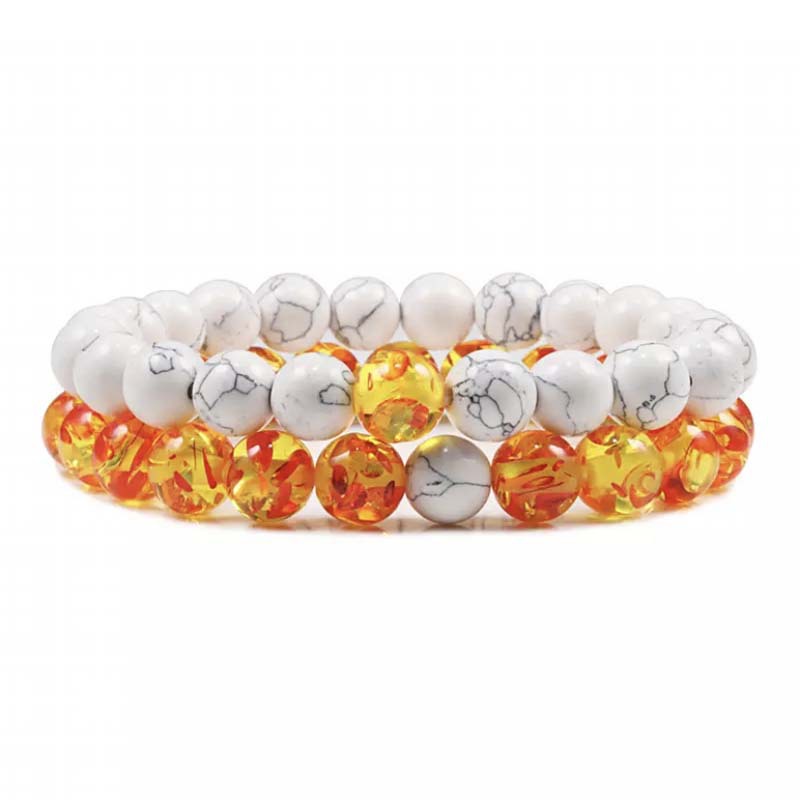 Natural Volcanic Stone White Pine Red Pine Tiger Eye Beaded Set