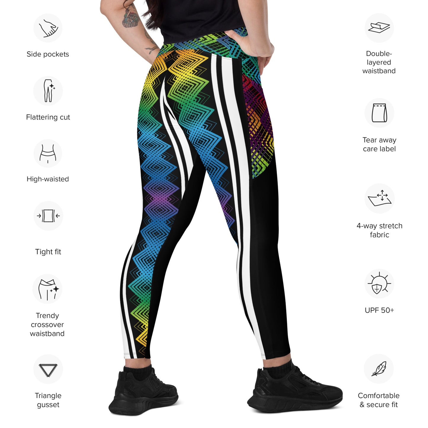 Ziggy Stripes | Crossover Leggings with Pockets
