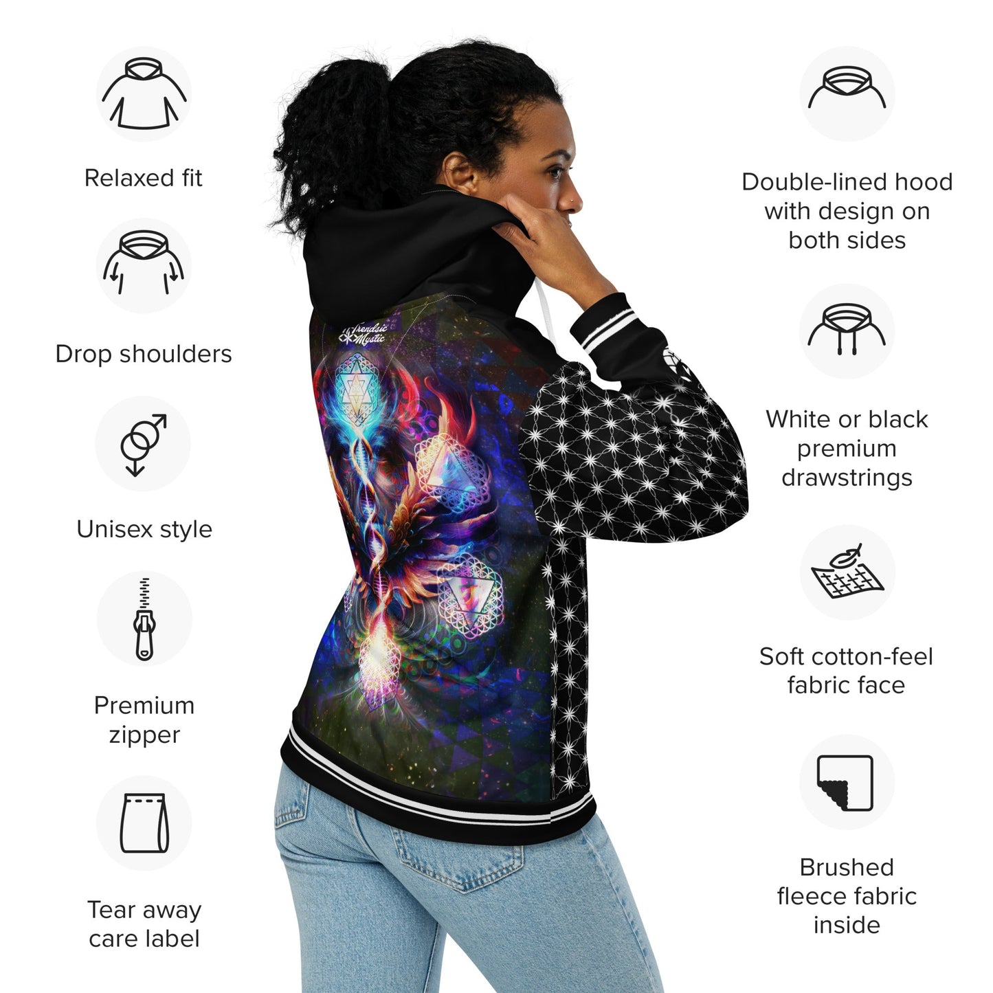 Essence of the All Unisex Zip Hoodie | Sacred Geometry & Cosmic Vision