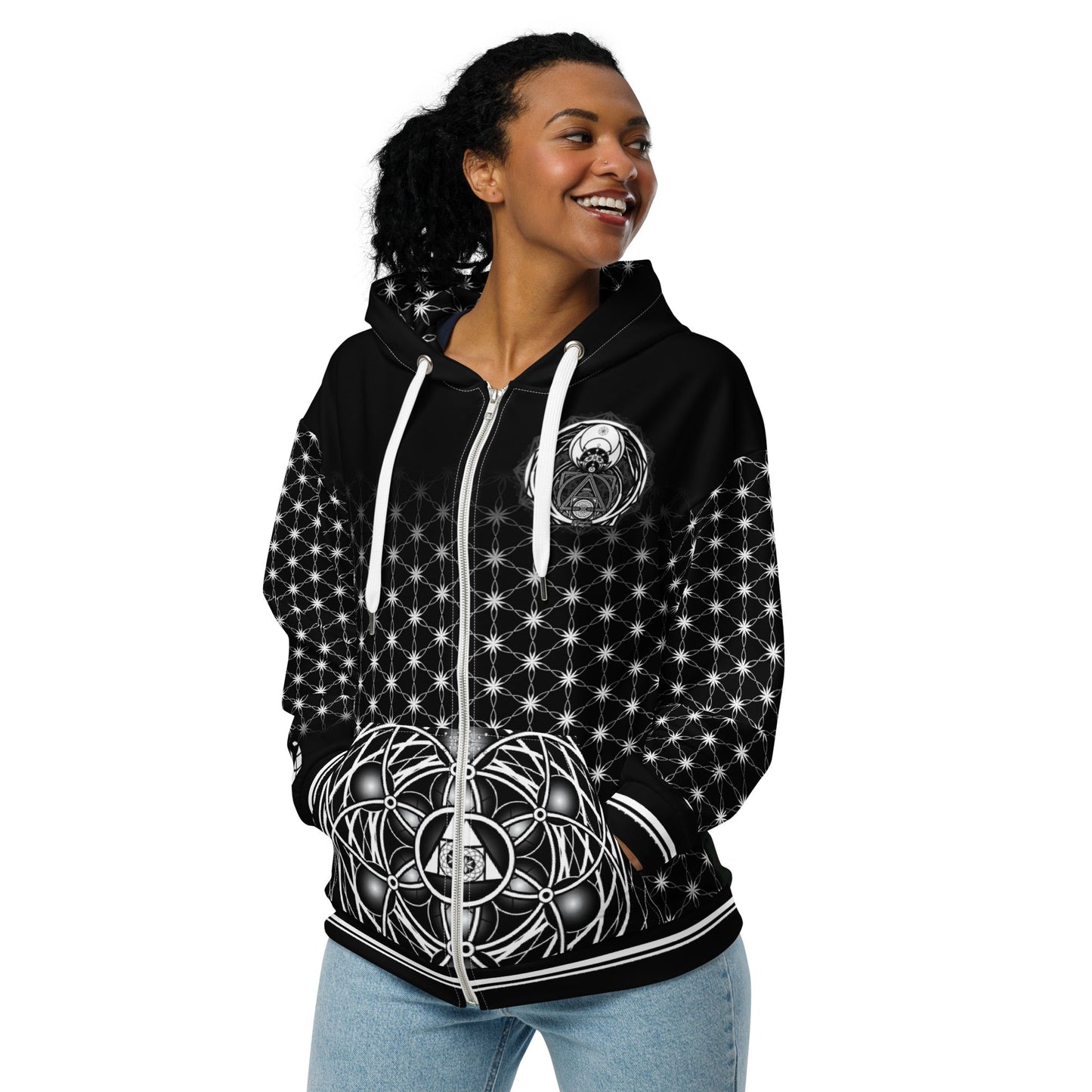 Essence of the All Unisex Zip Hoodie | Sacred Geometry & Cosmic Vision