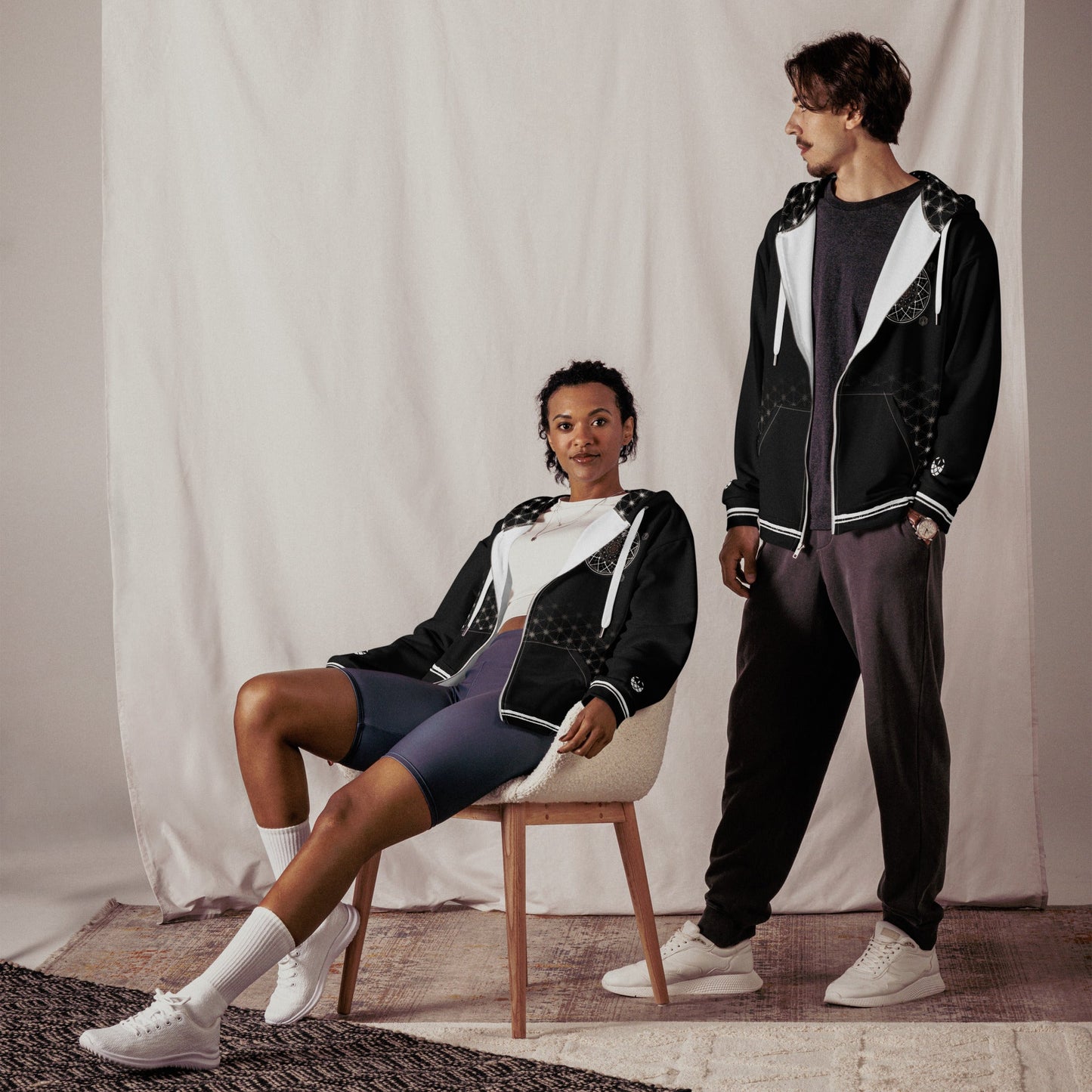 Mystic One Sacred Geometry Zip Hoodie | Signature Cosmic Design