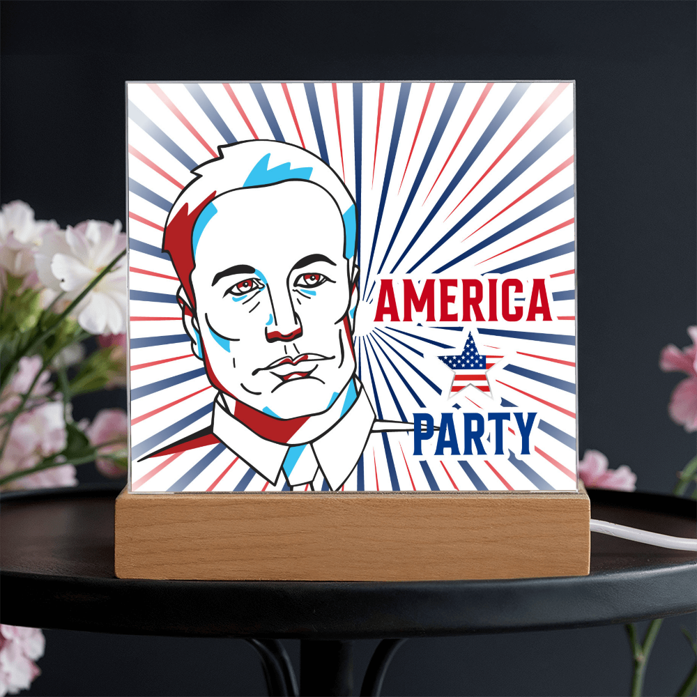 EM America Party Square Acrylic Plaque Gift