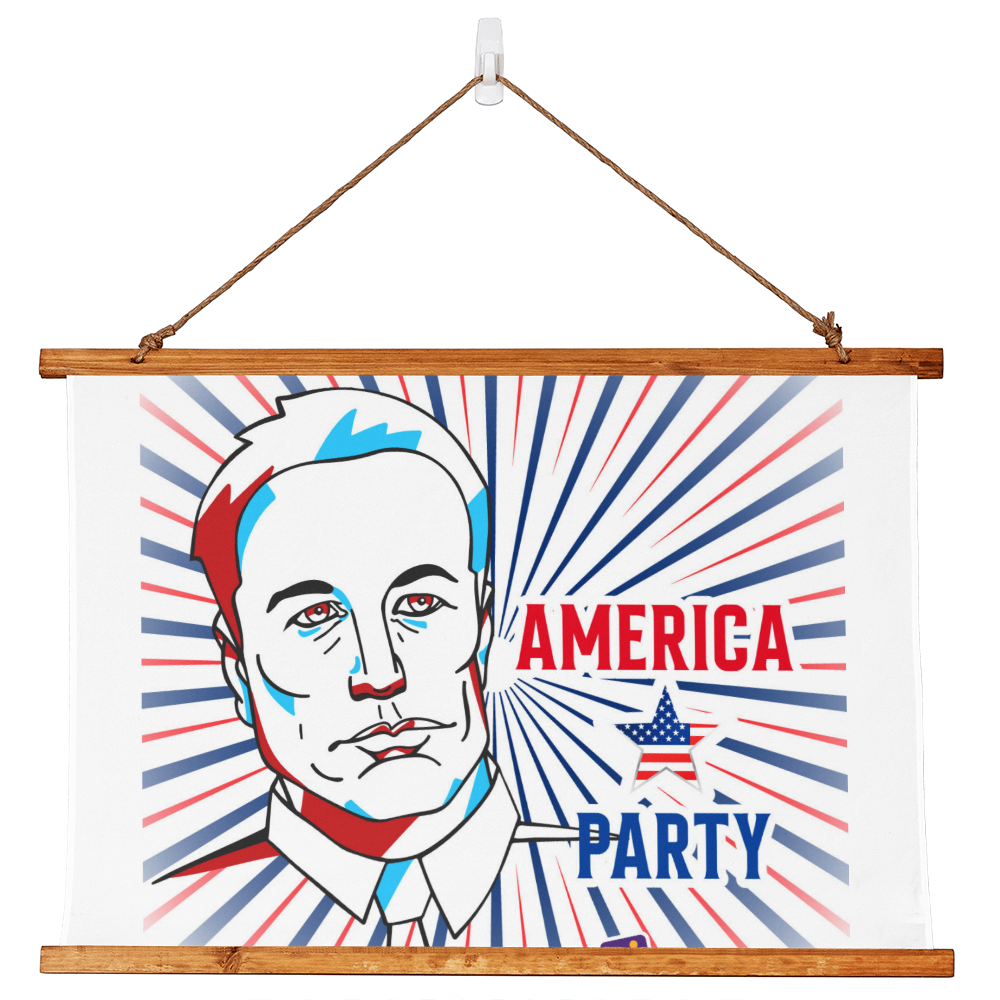 EM America Party Wood Frame Wall Tapestry Gift
