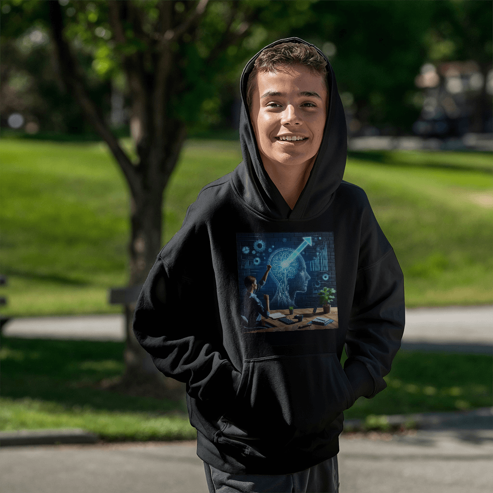Custom AI-Print Hoodie for Teens & Youth - Personalized Pullover Hoodie | Bella + Canvas 3719Y | Print-On-Demand