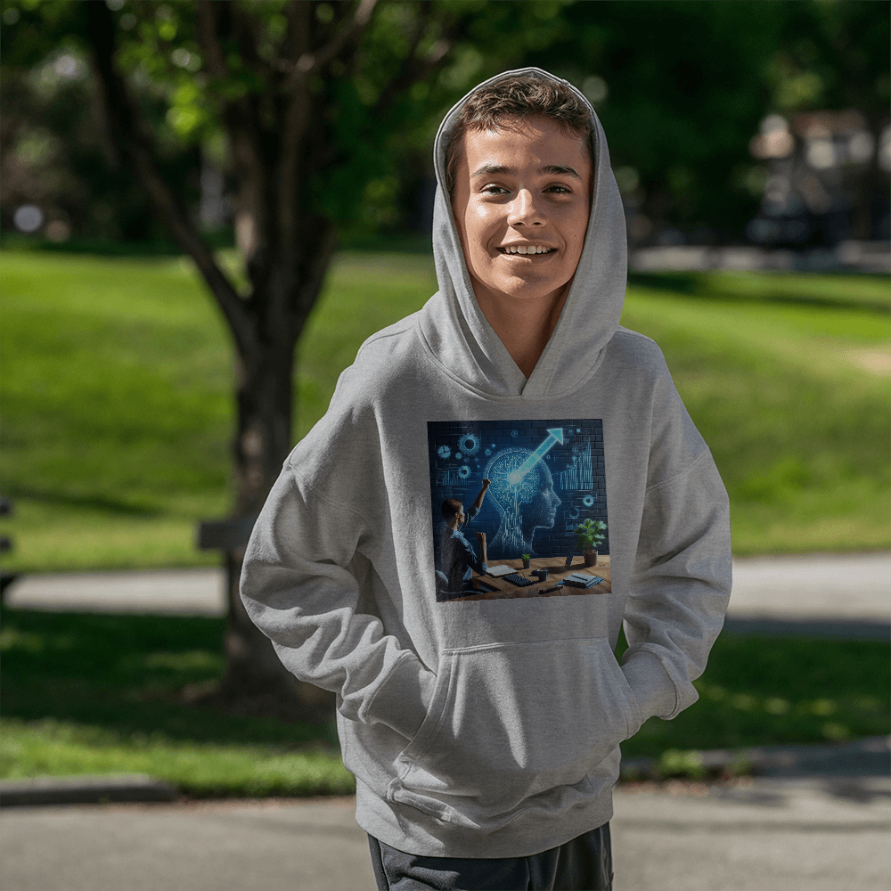 Custom AI-Print Hoodie for Teens & Youth - Personalized Pullover Hoodie | Bella + Canvas 3719Y | Print-On-Demand
