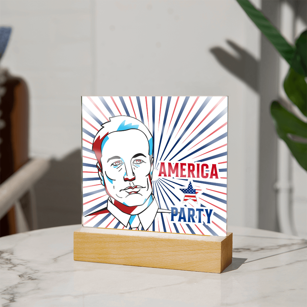 EM America Party Square Acrylic Plaque Gift
