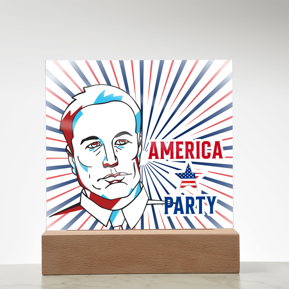 EM America Party Square Acrylic Plaque Gift