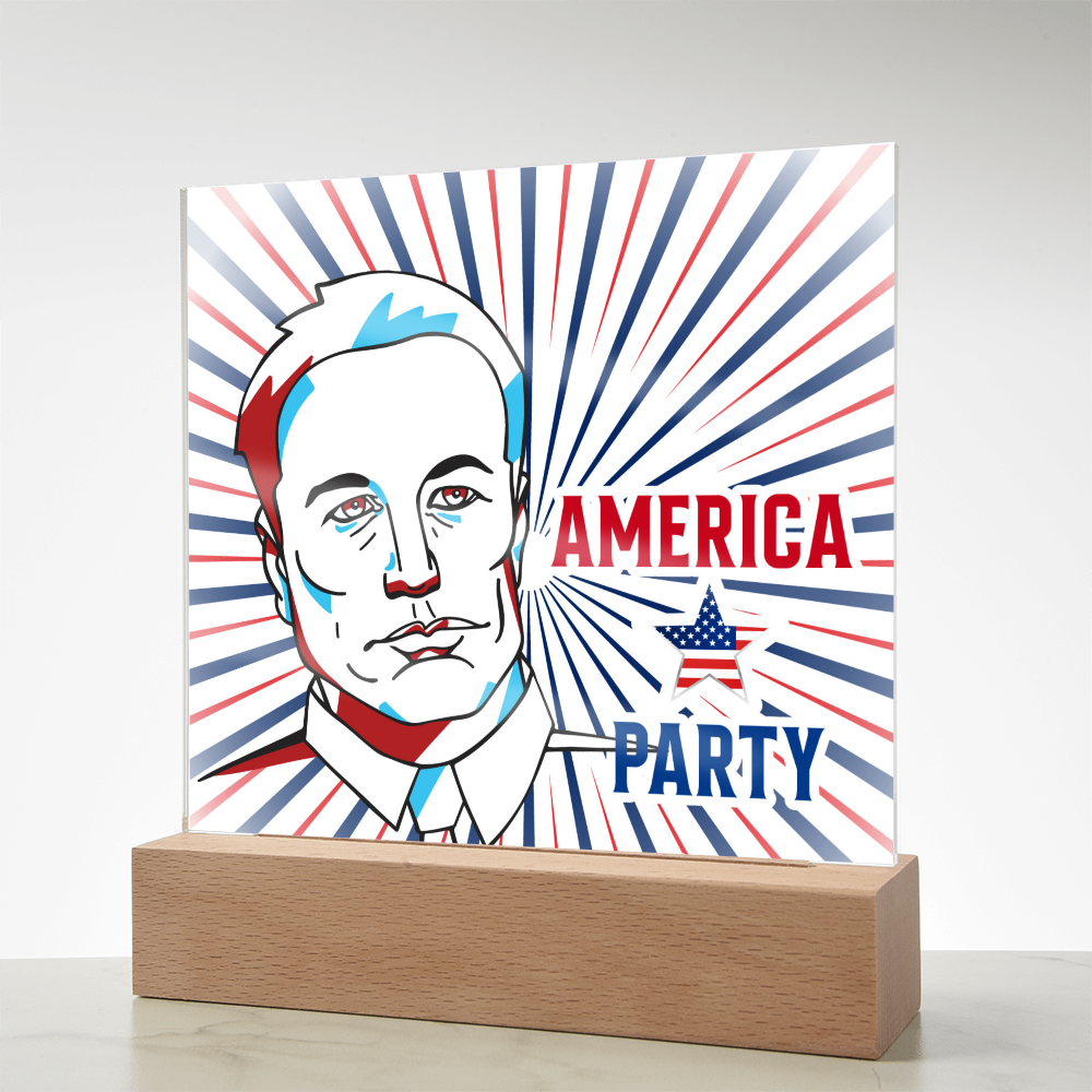 EM America Party Square Acrylic Plaque Gift