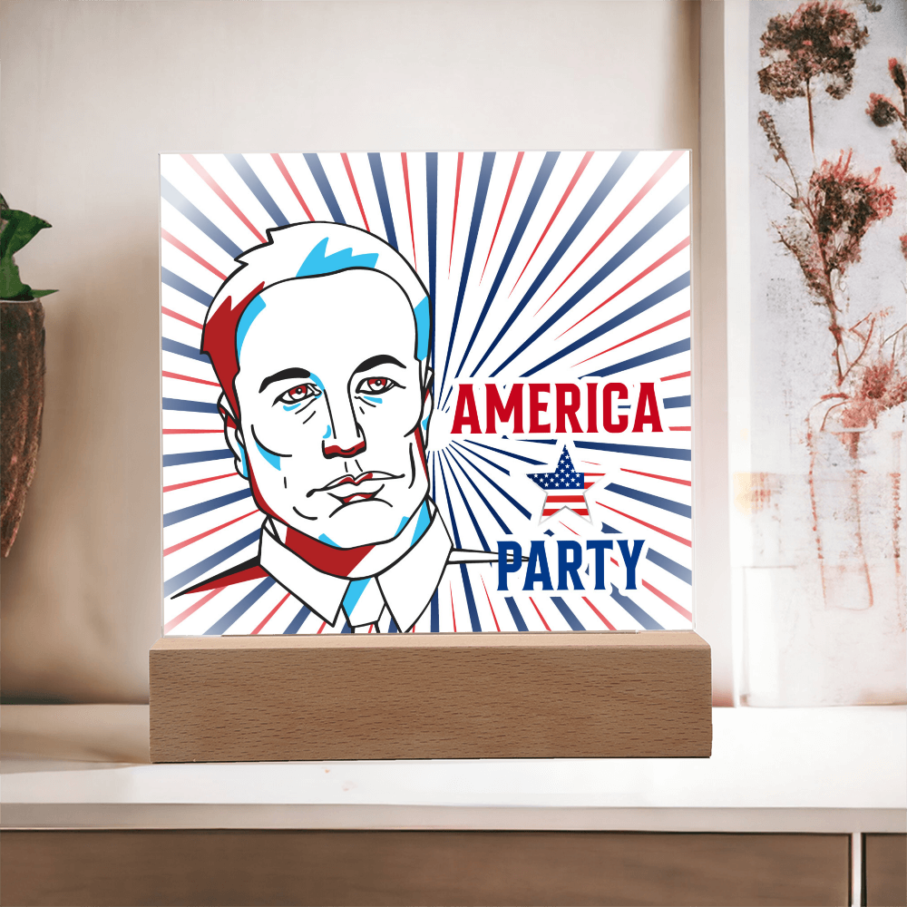 EM America Party Square Acrylic Plaque Gift