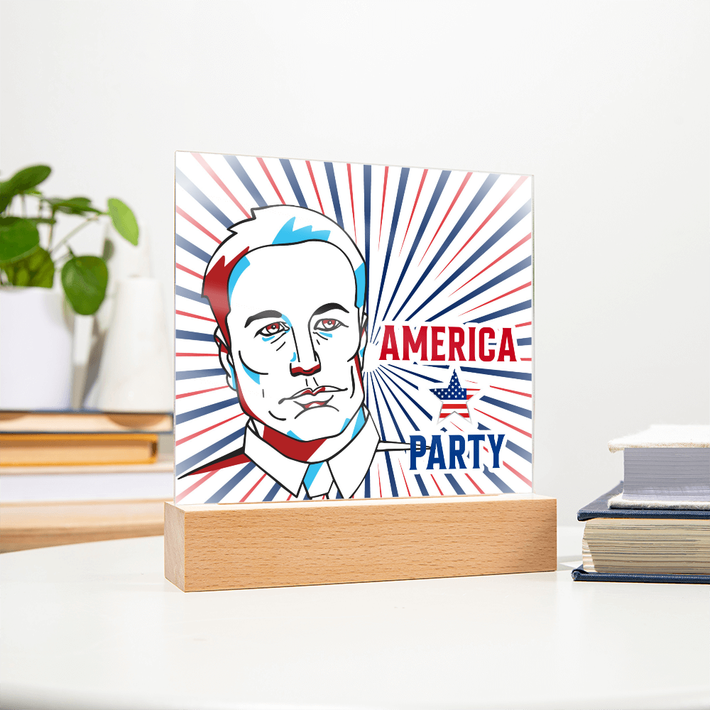 EM America Party Square Acrylic Plaque Gift