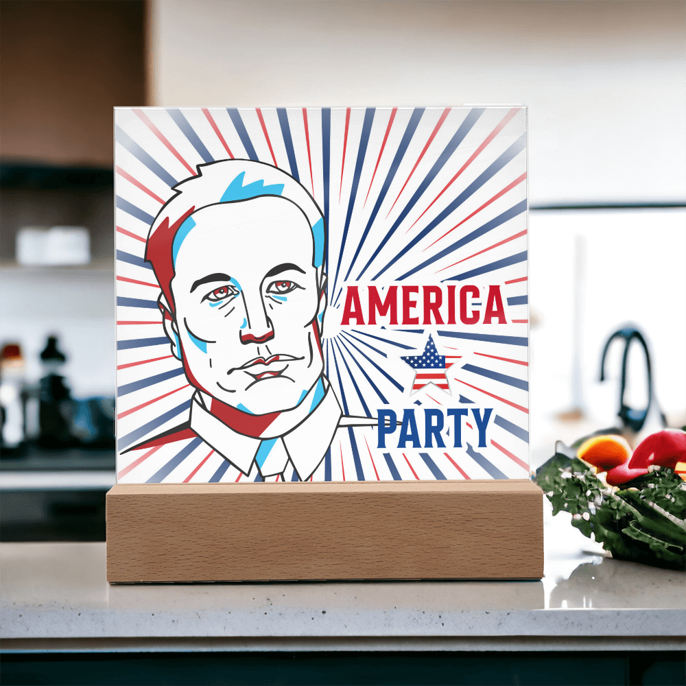 EM America Party Square Acrylic Plaque Gift