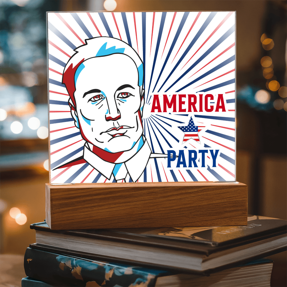EM America Party Square Acrylic Plaque Gift