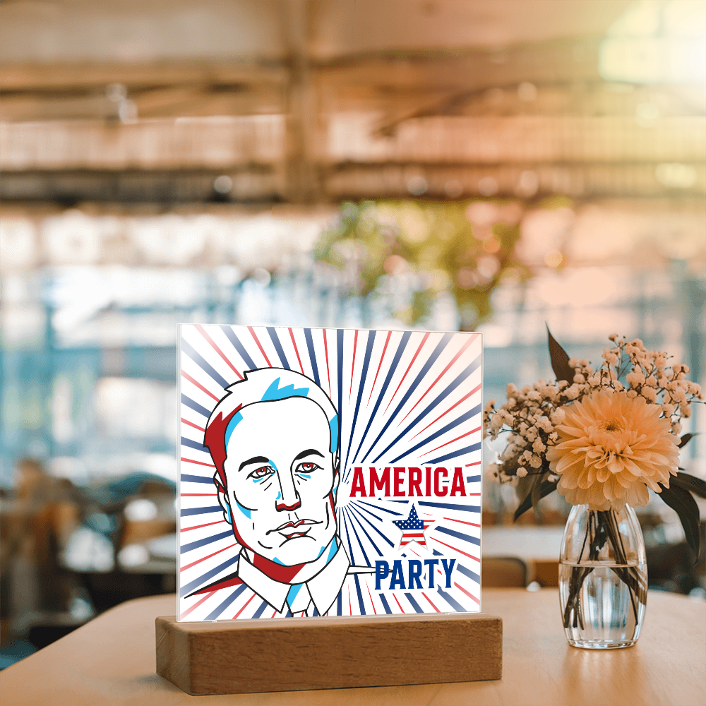 EM America Party Square Acrylic Plaque Gift
