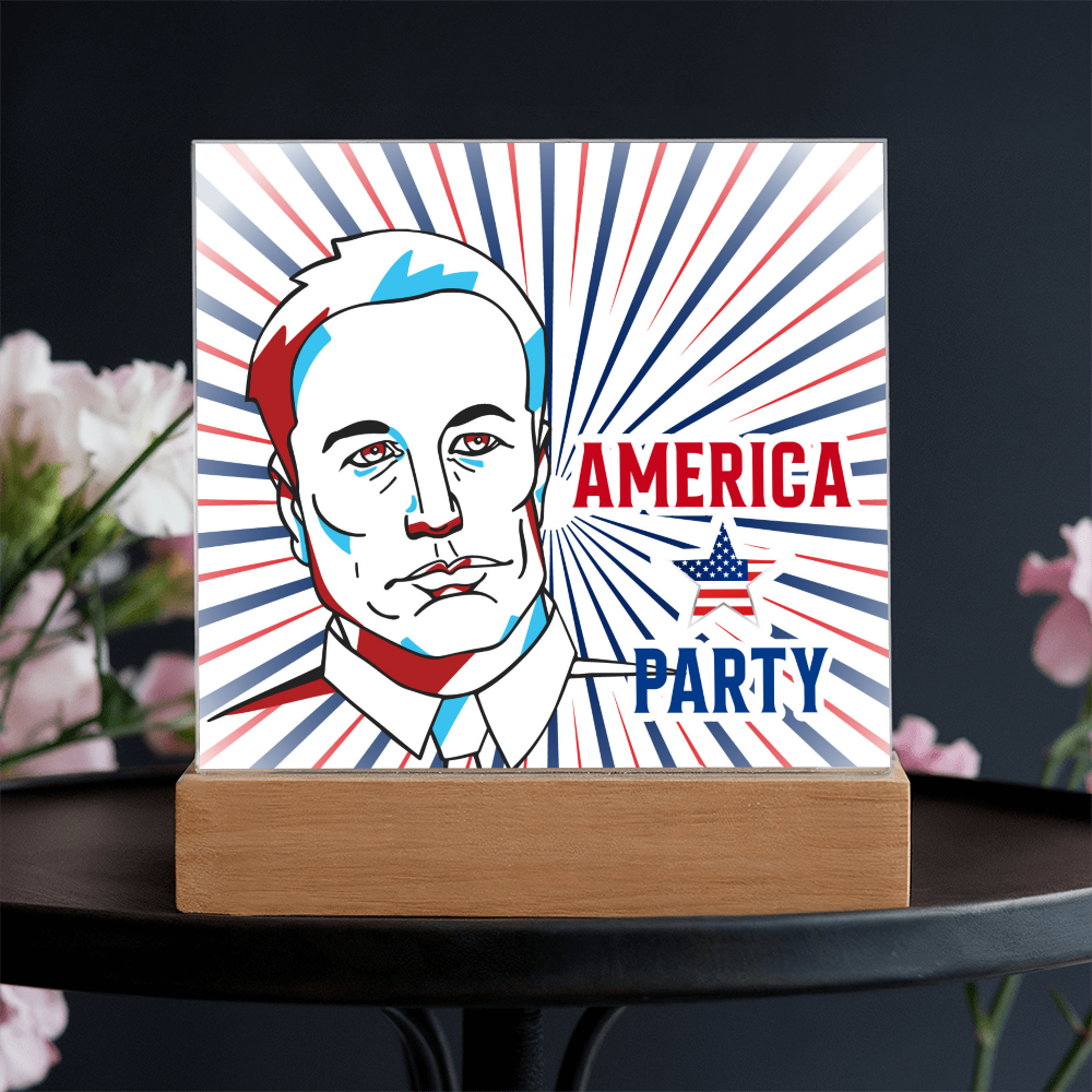EM America Party Square Acrylic Plaque Gift