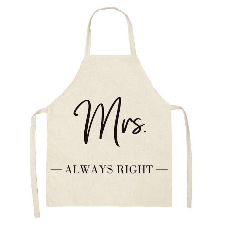 Letter Linen Apron Kitchen Stain-resistant Sleeveless Coverall