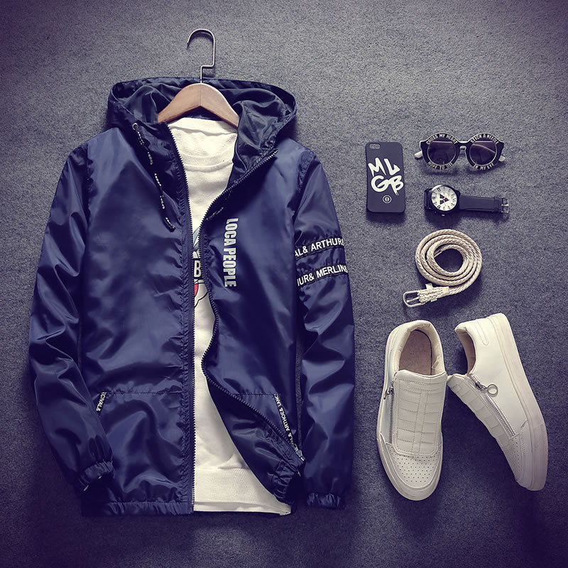 Men's Lettered Hooded Jacket