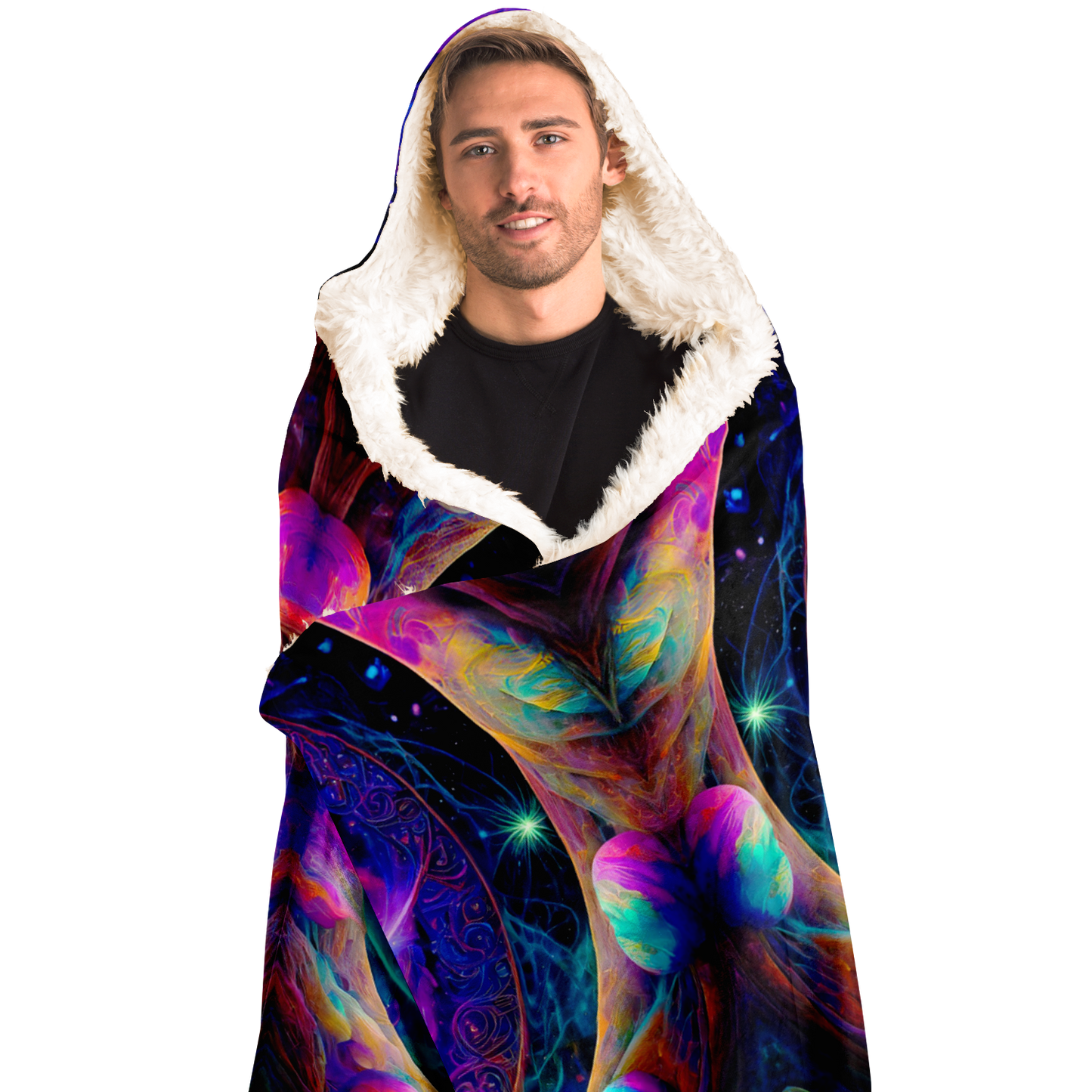 Mystic Contemplation - Sherpa Hooded Blanket